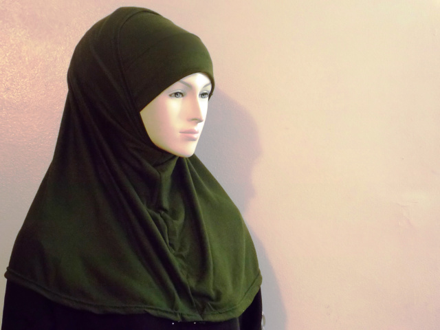 Olive plain Al- Amira hijab10